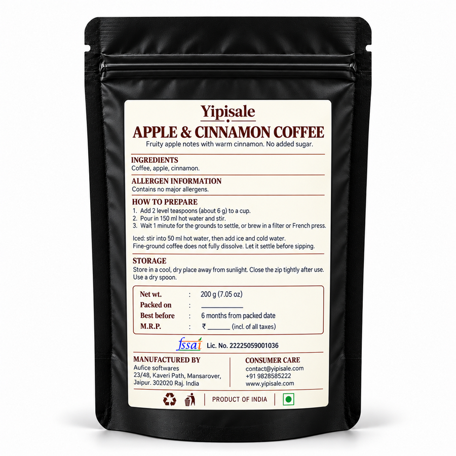 Apple & Cinnamon Coffee | Orchard Flavored, Fine-Ground, 200 g