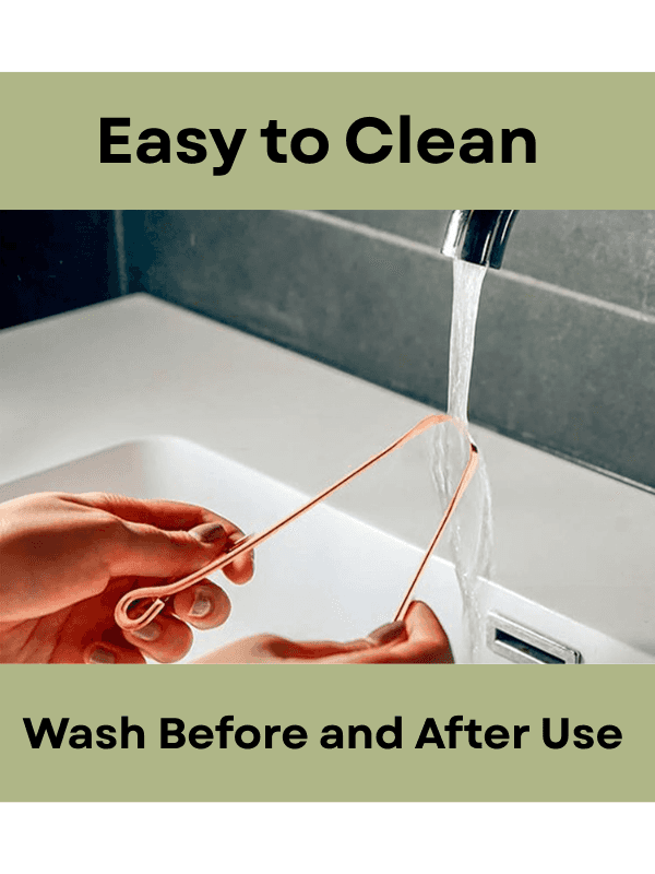 Copper tongue cleaner being washed for easy cleaning