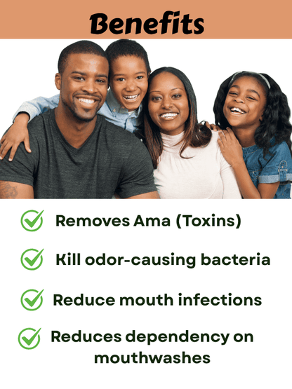 Family using copper tongue cleaner for oral health benefits