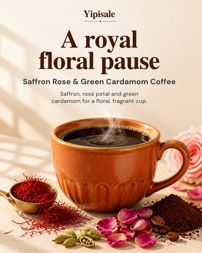 Saffron, Rose & Cardamom Coffee | Royal Floral, Fine-Ground, 200 g
