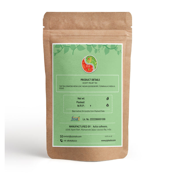 Ayurveda Herbal Tea for Acidity, with Amla, Terminalia Chebula, Neem Leaf, Caffeine Free - 200gm