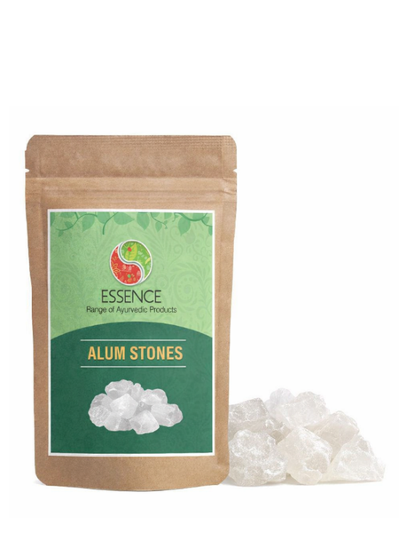 Package of Essence Alum Stones with green label on a white background
