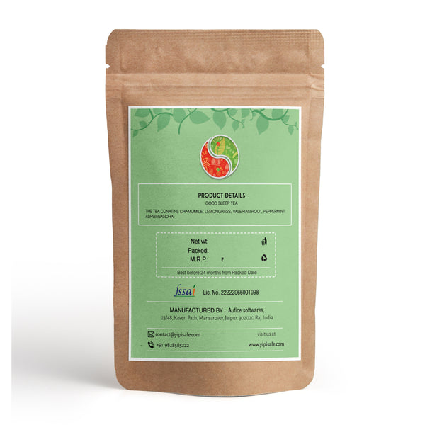 Ayurvedic Herbal Tea for Restful Sleep, with Chamomile, Lemongrass, Valerian Root, Caffeine Free - 200gm