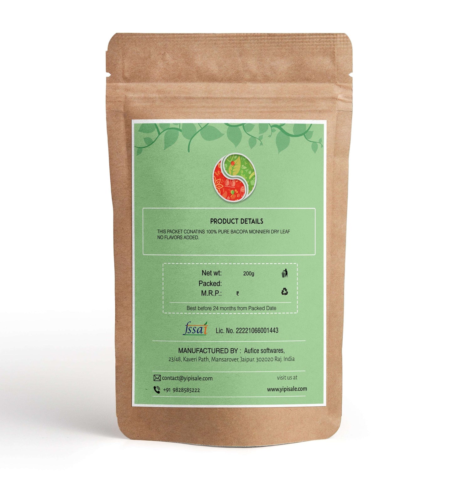 Essence Bacopa Monnieri Leaf Tea, Herbal Brahmi Tea, Healthy Brain & Strong Memory, For Anxiety & Stress Relief