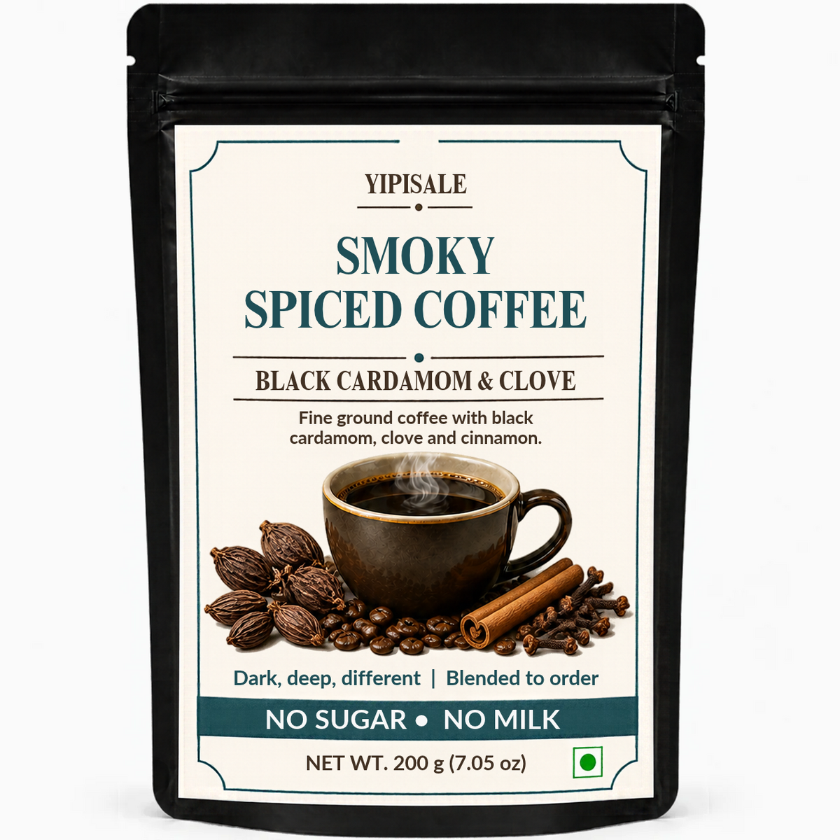 Black Cardamom & Clove Coffee | Smoky Spiced, Fine-Ground, 200 g