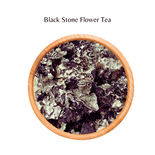 Bowl of Black Stone Flower Tea on a white background