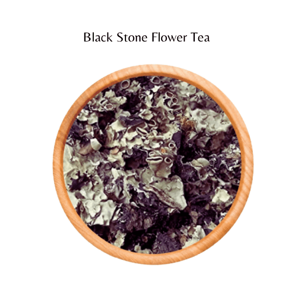Bowl of Black Stone Flower Tea on a white background