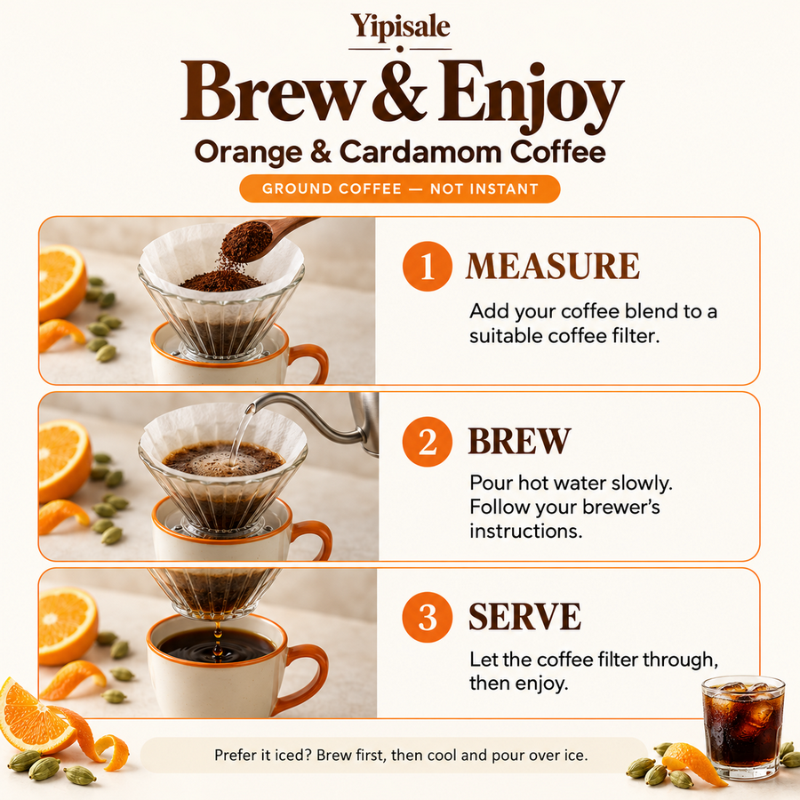 Orange & Cardamom Coffee | Aromatic Citrus, Fine-Ground, 200 g