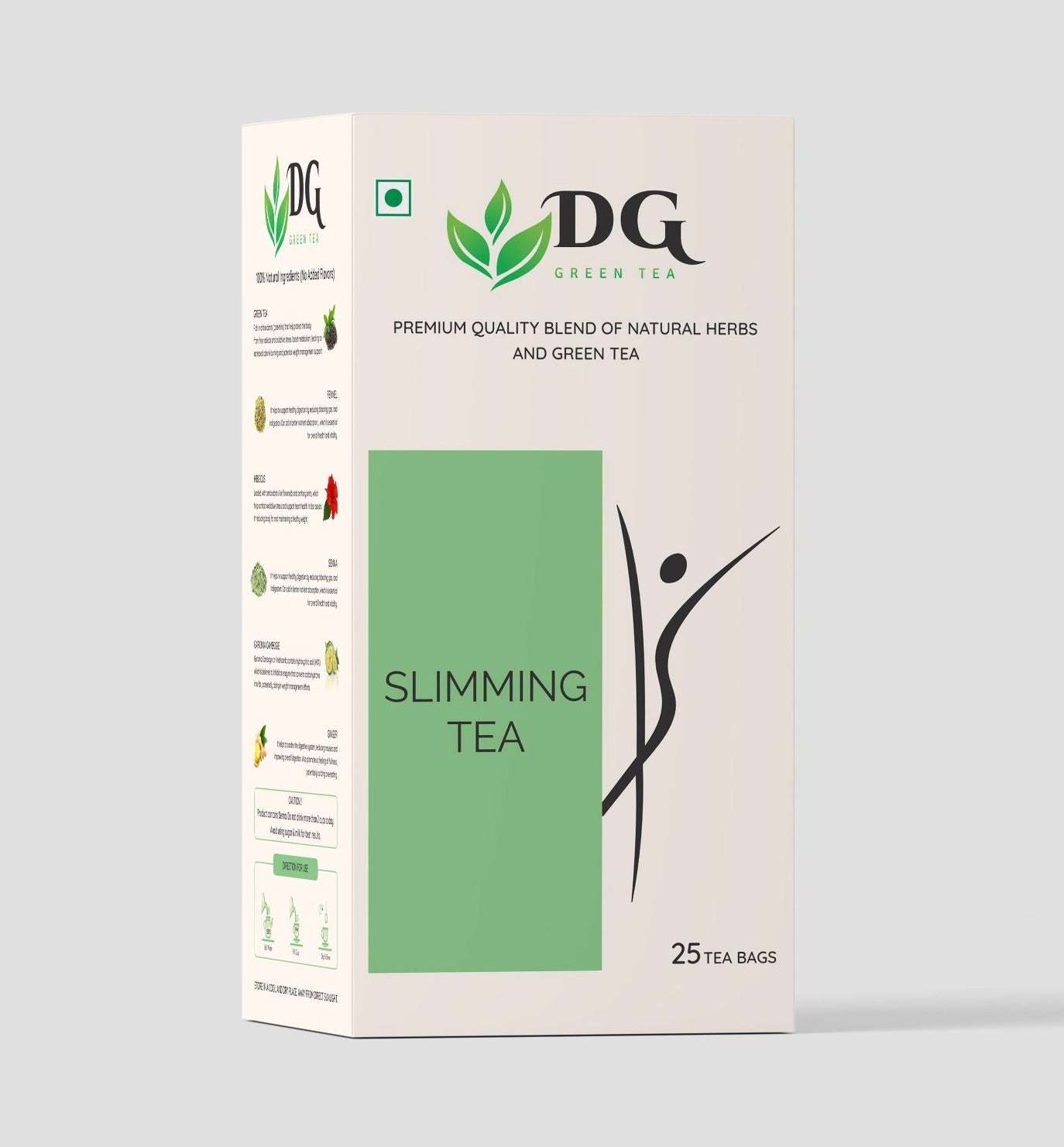 DG Herbal Slimming Green Tea: Boost Digestion, Manage Weight made with Natural Herbs - Yipisale Product - 25 Tea Bags
