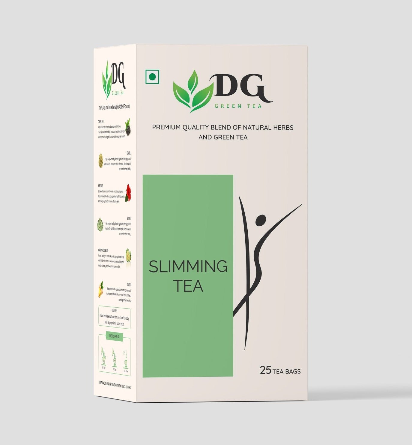 DG Herbal Slimming Green Tea: Boost Digestion, Manage Weight made with Natural Herbs - Yipisale Product - 25 Tea Bags
