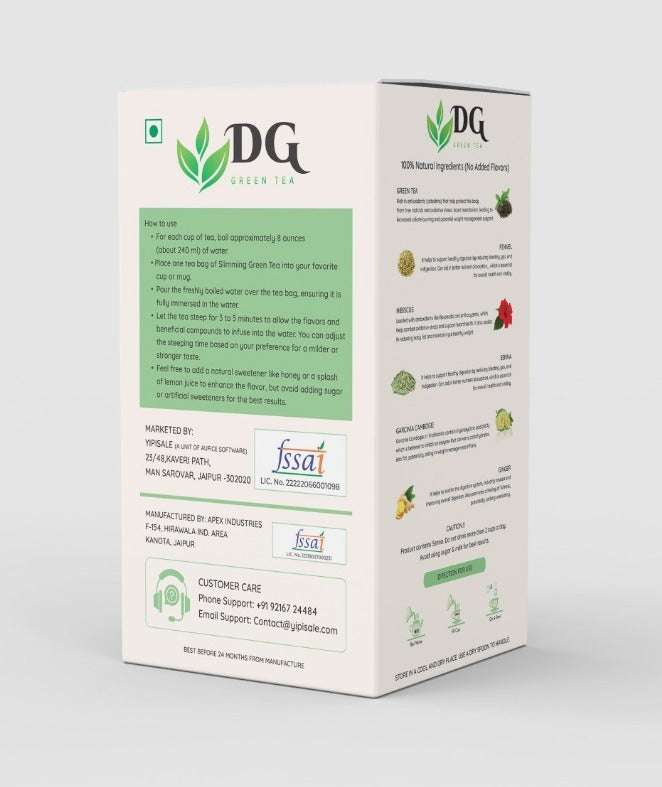 DG Herbal Slimming Green Tea: Boost Digestion, Manage Weight made with Natural Herbs - Yipisale Product - 25 Tea Bags