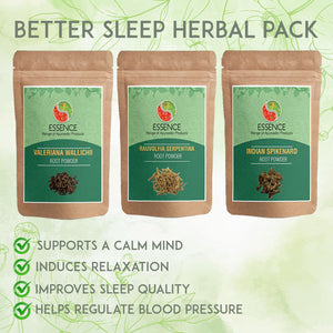 Essence Ayurveda Herbal Health Pack for Sound & Better Sleep, Jatamansi, Indian Valerian, Sarpagandha