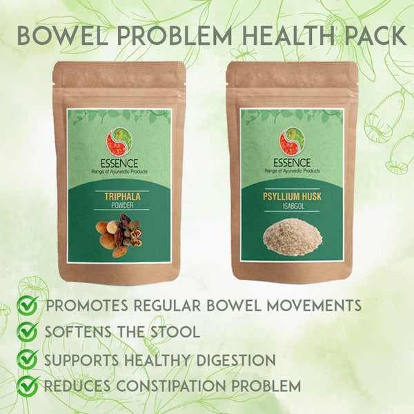 Essence Bowel Problem Ayurvedic Herbal Health Pack, Triphala, Psyllium Husk
