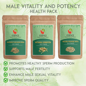 Essence Men's VITALITY AND POTENCY Ayurveda Herbal Health Pack, Velvet Bean, White Musli, Indian Ginseng