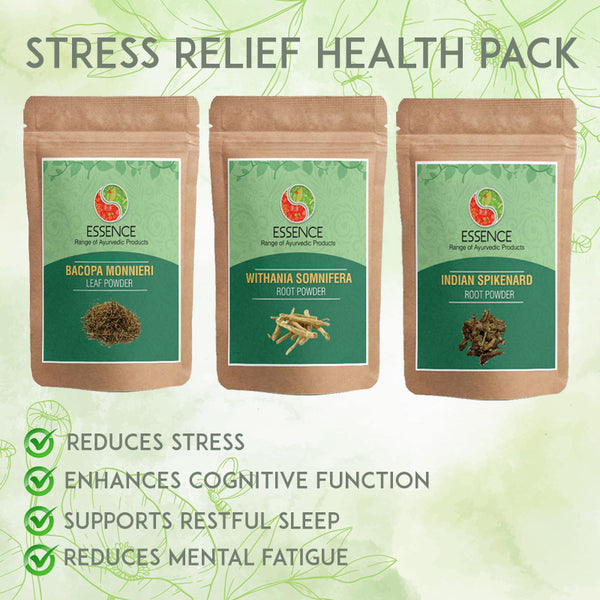 Essence Stress Relief Ayurveda Herbal Health Pack, for Anxiety, Restful Sleep, Relaxation