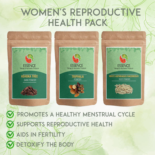Essence WOMEN'S REPRODUCTIVE Ayurveda Herbal Health Pack, Ashoka, Shatavari, Triphala