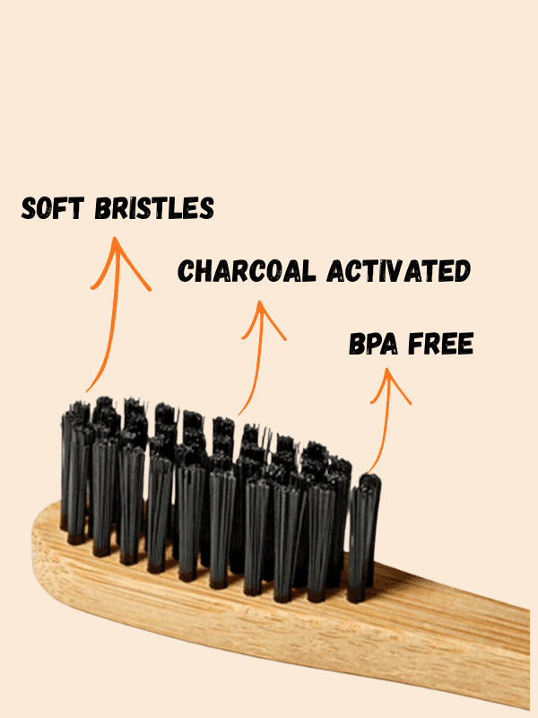 Organic Bamboo Toothbrush for Adults (Charcoal Activated Soft Bristles, Biodegradable, BPA Free) Pack of 4