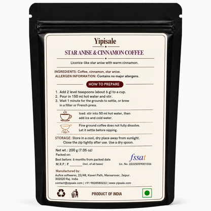 Star Anise & Cinnamon Coffee | Winter Spiced, Fine-Ground, 200 g
