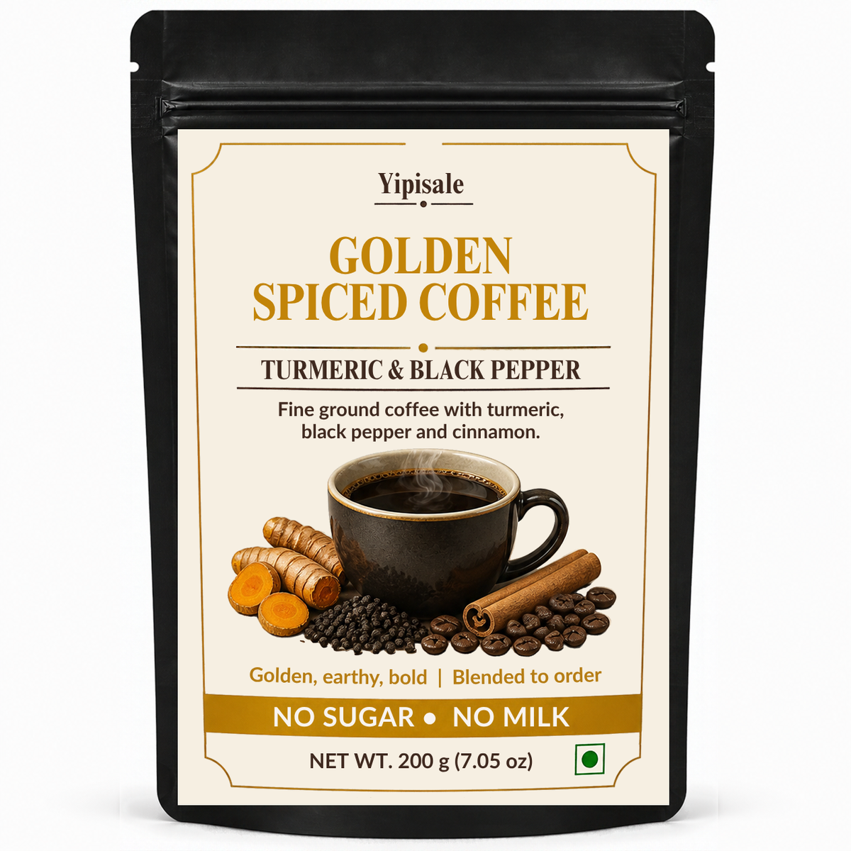 Turmeric & Black Pepper Coffee | Golden Spiced, Fine-Ground, 200 g