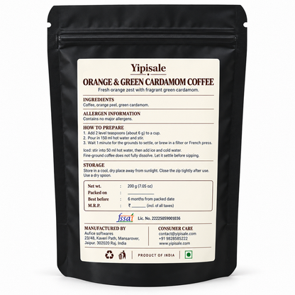 Orange & Cardamom Coffee | Aromatic Citrus, Fine-Ground, 200 g