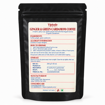 Ginger & Cardamom Coffee | Warm Spiced, Fine-Ground, 200 g