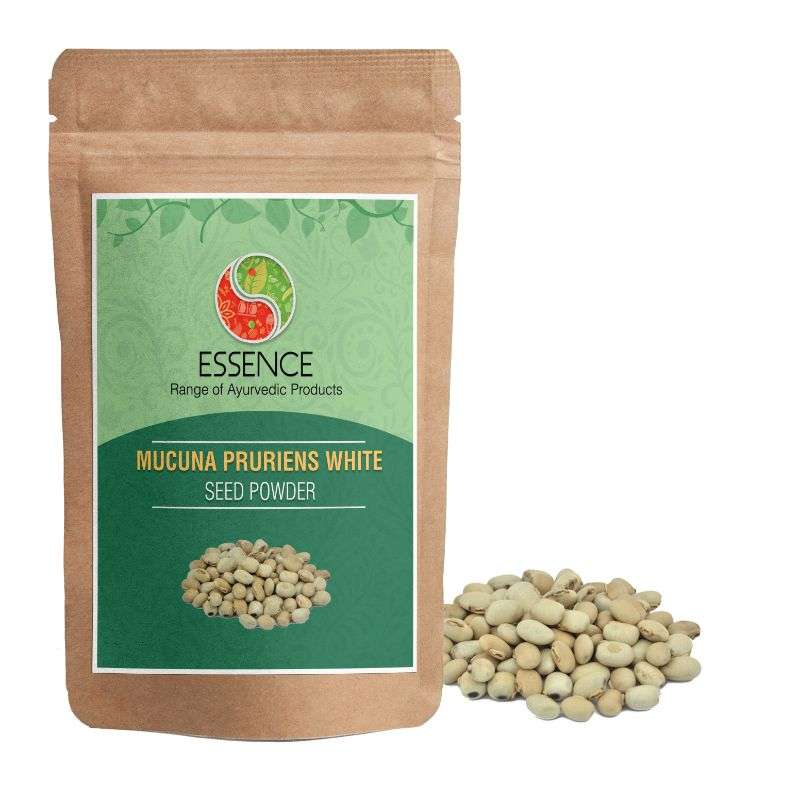 EssenceMucunaPruriensWhiteSeedsPowder_KaunchBeej_VelvetBean_DopaMucuna